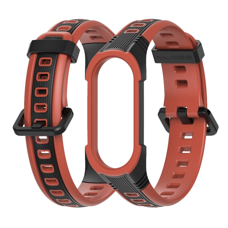 For Xiaomi Mi Band 5 / 6 / 7 MIJOBS Unibody Two-color Silicone Watch Band(Black Orange) - Watch Bands by MIJOBS | Online Shopping UK | buy2fix