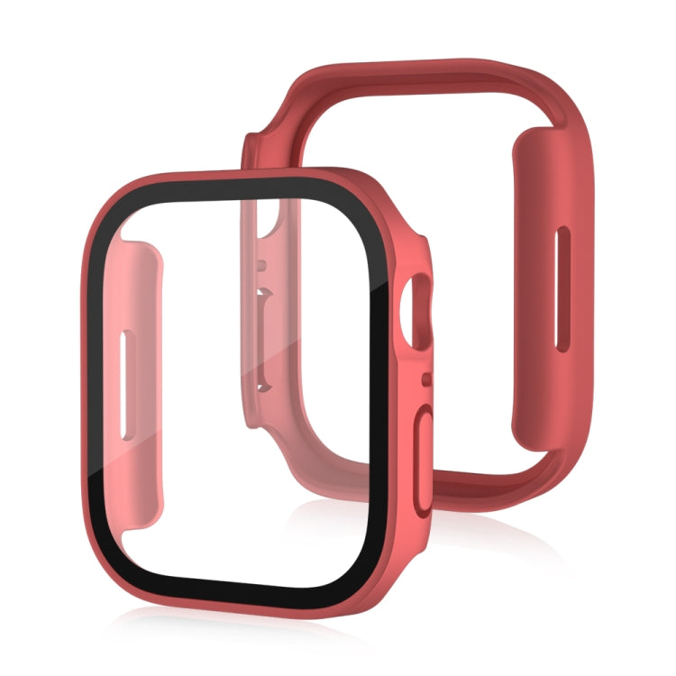 Life Waterproof Frosted 2 in 1 PC Frame + Tempered Glass Protective Case For Apple Watch Series 6 / 5 / 4 / SE 40mm(Red) - Watch Cases by buy2fix | Online Shopping UK | buy2fix