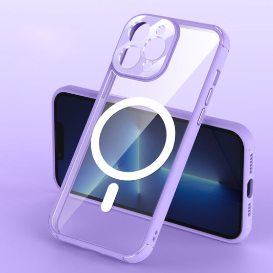 For iPhone 14 Plus Clear Acrylic PC MagSafe Phone Case (Purple) - iPhone 14 Plus Cases by buy2fix | Online Shopping UK | buy2fix