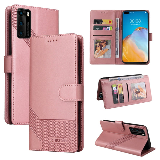 For Huawei P40 Pro GQUTROBE Skin Feel Magnetic Leather Phone Case(Rose Gold) - Huawei Cases by GQUTROBE | Online Shopping UK | buy2fix