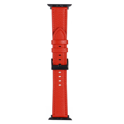 Litchi Texture Leather Watch Band For Apple Watch Ultra 49mm&Watch Ultra 2 49mm / Series 9&8&7 45mm / SE 3&SE 2&6&SE&5&4 44mm / 3&2&1 42mm(Red) - Watch Bands by buy2fix | Online Shopping UK | buy2fix