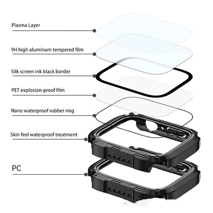 Screen Tempered Glass Film Armor Waterproof Watch Case For Apple Watch Series 8&7 45mm(Army Green) - Watch Cases by buy2fix | Online Shopping UK | buy2fix