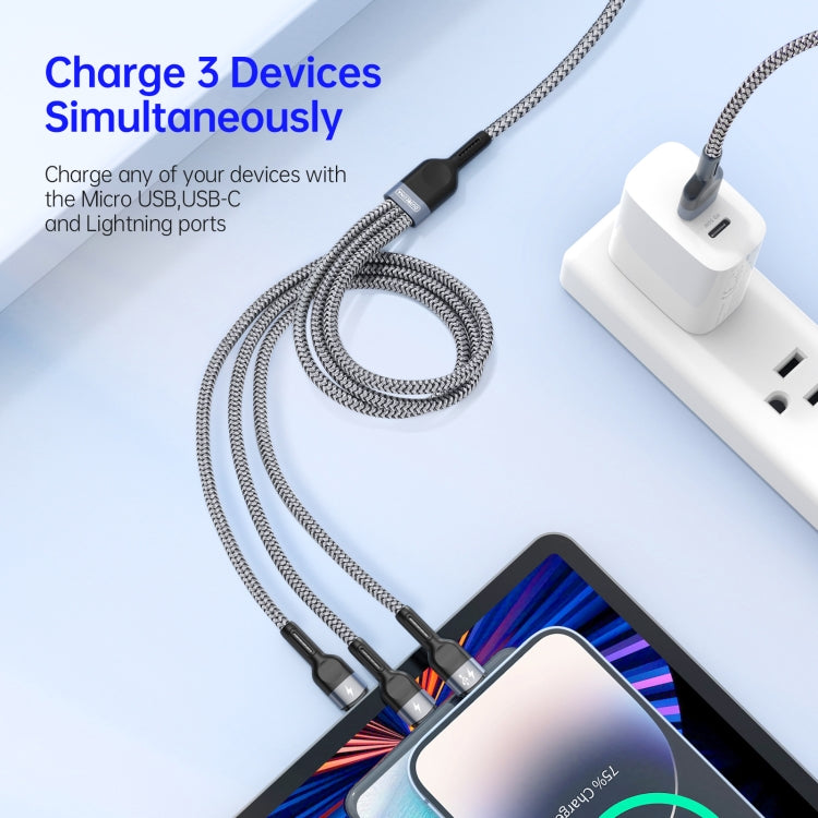 DUZZONA A3 3 in 1 USB to Type-C / 8 Pin / Micro USB Fast Charging Cable,Cable Length: 1.3m - Multifunction Cable by DUZZONA | Online Shopping UK | buy2fix