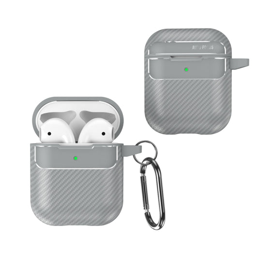 For AirPods 1 / 2 Carbon Fiber Texture Anti-fall Earphone Protective Case(Grey) - For AirPods 1/2 by buy2fix | Online Shopping UK | buy2fix