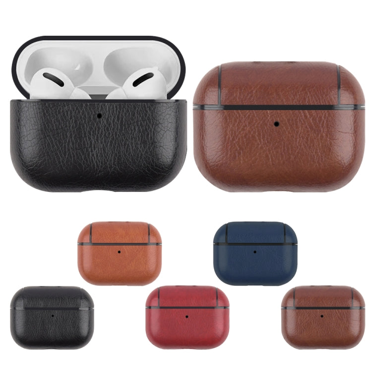 For AirPods Pro 2 Wireless Earphone Leather Shockproof Protective Case(Black) - For AirPods Pro 2 by buy2fix | Online Shopping UK | buy2fix