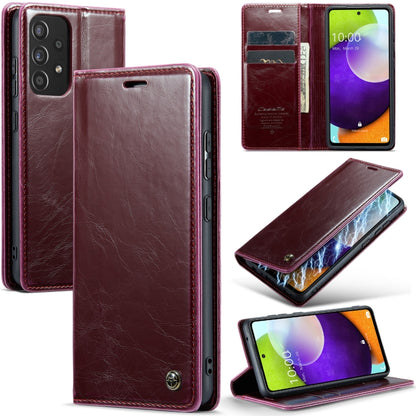 For Samsung Galaxy A52 CaseMe 003 Crazy Horse Texture Leather Phone Case(Wine Red) - Galaxy Phone Cases by CaseMe | Online Shopping UK | buy2fix