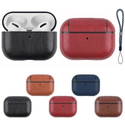 For AirPods Pro 2 Wireless Earphone Leather Shockproof Protective Case with Lanyard(Dark Brown) - For AirPods Pro 2 by buy2fix | Online Shopping UK | buy2fix