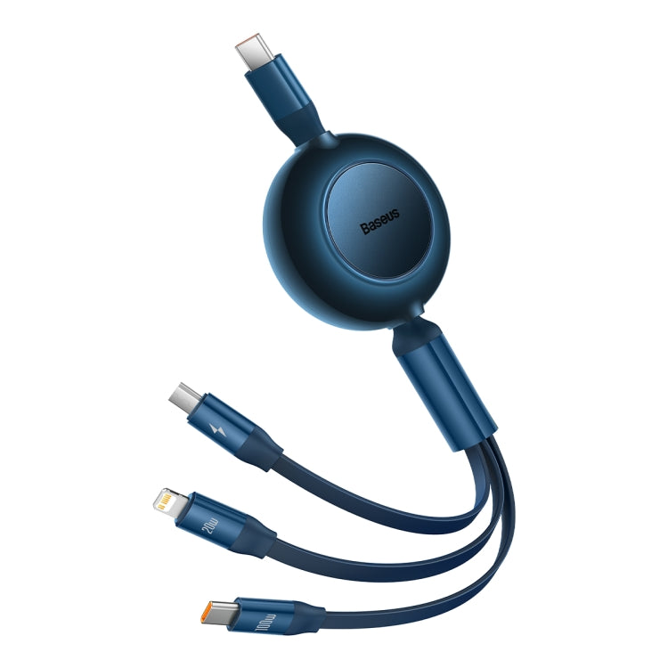Baseus Bright Mirror 3 in 1 USB-C / Type-C 100W Telescopic Data Cable, Length: 1.2m(Blue) - Multifunction Cable by Baseus | Online Shopping UK | buy2fix