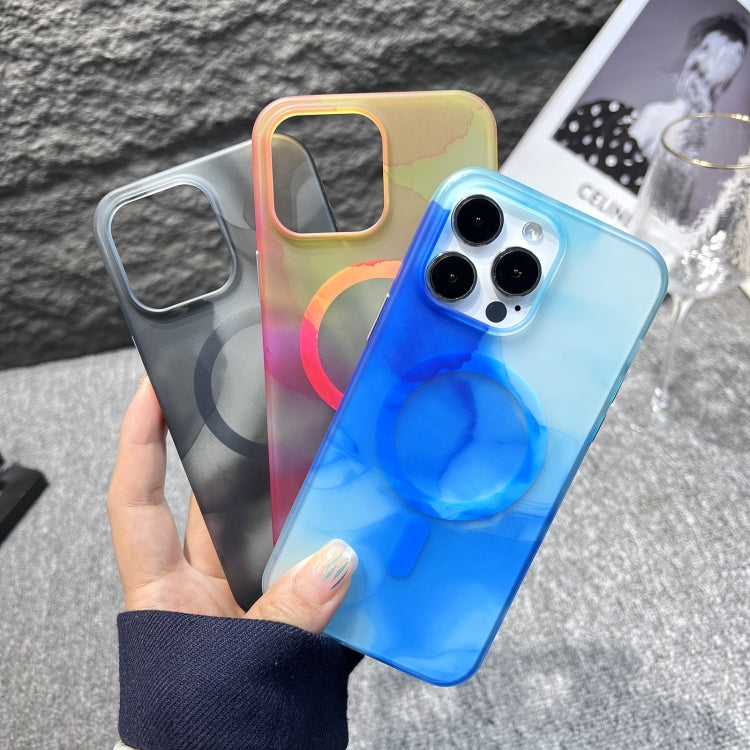 For iPhone 14 Pro Max MagSafe Magnetic Watercolor TPU Phone Case(Black) - iPhone 14 Pro Max Cases by buy2fix | Online Shopping UK | buy2fix