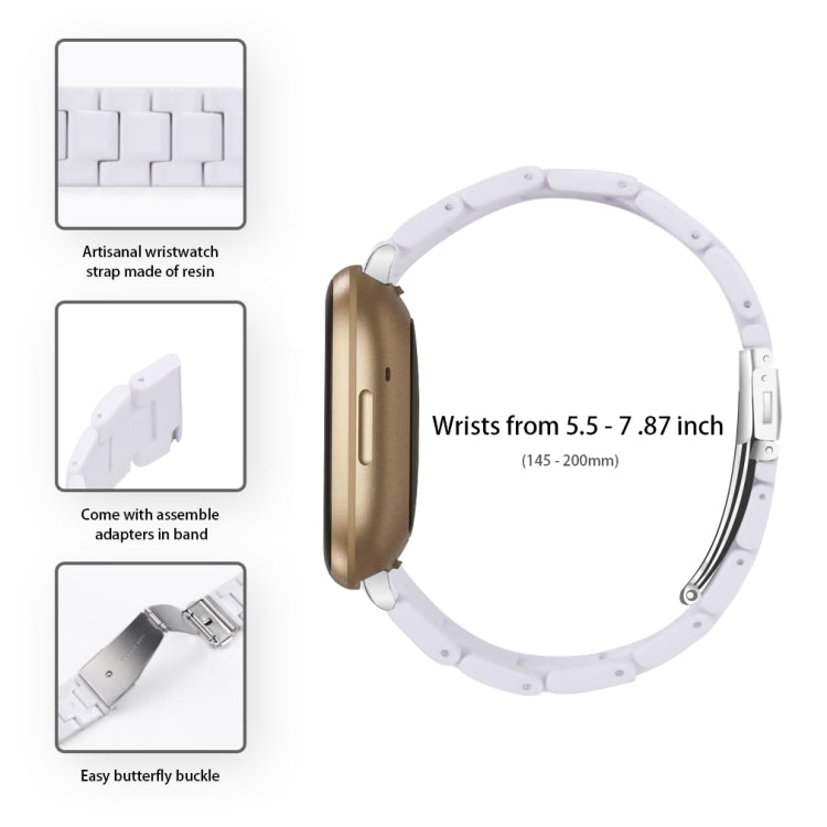 For Fitbit Versa 3 / Sense Universal Resin Watch Band(White) - Watch Bands by buy2fix | Online Shopping UK | buy2fix