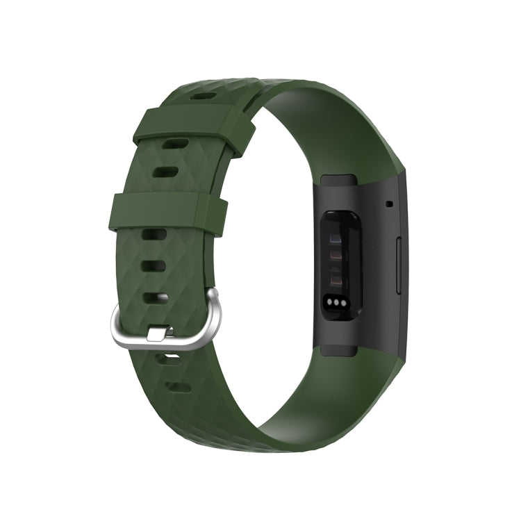 18mm Silver Color Buckle TPU Wrist Strap Watch Band for Fitbit Charge 4 / Charge 3 / Charge 3 SE, Size: S(Olive Green) - Watch Bands by buy2fix | Online Shopping UK | buy2fix