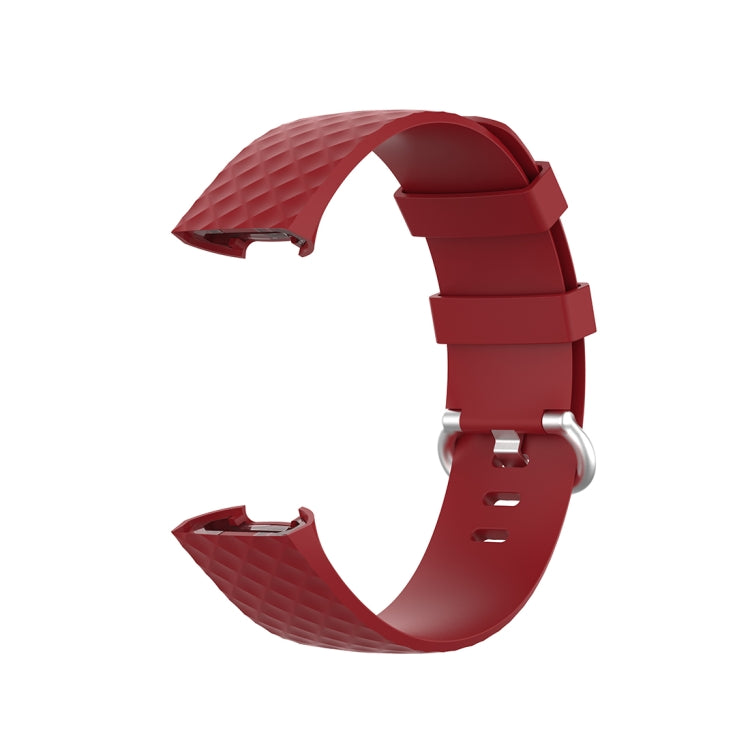 18mm Silver Color Buckle TPU Wrist Strap Watch Band for Fitbit Charge 4 / Charge 3 / Charge 3 SE, Size: S(Red) - Watch Bands by buy2fix | Online Shopping UK | buy2fix
