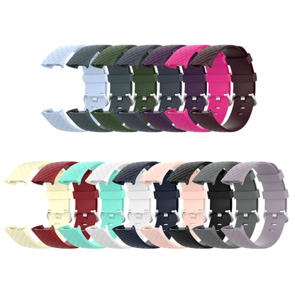 18mm Silver Color Buckle TPU Wrist Strap Watch Band for Fitbit Charge 4 / Charge 3 / Charge 3 SE, Size: L(Rose Red) - Watch Bands by buy2fix | Online Shopping UK | buy2fix