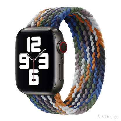 Nylon Single-turn Braided Watch Band For Apple Watch Ultra 49mm&Watch Ultra 2 49mm / Series 9&8&7 45mm / SE 3&SE 2&6&SE&5&4 44mm / 3&2&1 42mm, Length:145mm(Denim Colorful) - Watch Bands by buy2fix | Online Shopping UK | buy2fix