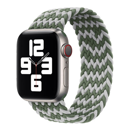 Nylon Single-turn Braided Watch Band For Apple Watch Ultra 49mm&Watch Ultra 2 49mm / Series 9&8&7 45mm / SE 3&SE 2&6&SE&5&4 44mm / 3&2&1 42mm, Length:155mm(W Green Grey) - Watch Bands by buy2fix | Online Shopping UK | buy2fix