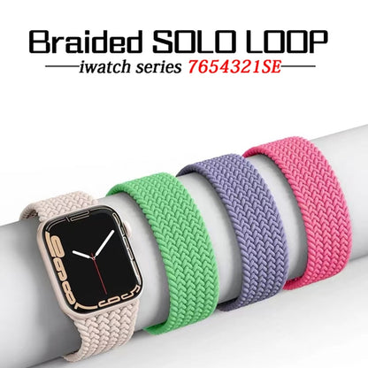 Nylon Single-turn Braided Watch Band For Apple Watch Ultra 49mm / Series 8&7 45mm / SE 2&6&SE&5&4 44mm / 3&2&1 42mm, Length:165mm(Denim Colorful) - Watch Bands by buy2fix | Online Shopping UK | buy2fix