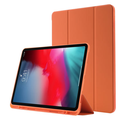 Skin Feel Pen Holder Tri-fold Tablet Leather Case For iPad Air 13 2024 / iPad Pro 12.9 2022 / 2021 / 2020 / 2018(Orange) - iPad Pro 12.9 (2022/2021) Cases by buy2fix | Online Shopping UK | buy2fix