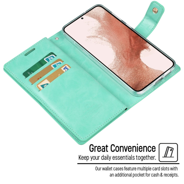 For Samsung Galaxy S23+ 5G GOOSPERY MANSOOR DIARY 9 Card Slots Leather Phone Case(Mint Green) - Galaxy S23+ 5G Cases by GOOSPERY | Online Shopping UK | buy2fix