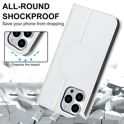 For iPhone 13 Pro Rhombic MagSafe RFID Anti-Theft Wallet Leather Phone Case(White) - iPhone 13 Pro Cases by buy2fix | Online Shopping UK | buy2fix