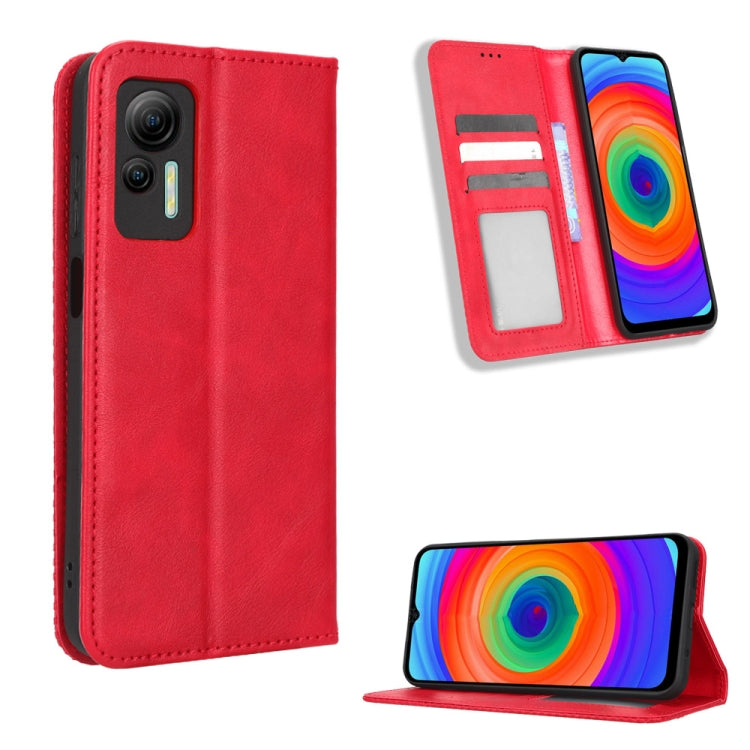 For Ulefone Note 14 Magnetic Buckle Retro Texture Leather Phone Case(Red) - Ulefone Cases by buy2fix | Online Shopping UK | buy2fix
