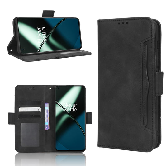 For OnePlus 11 5G Skin Feel Calf Texture Card Slots Leather Phone Case(Black) - OnePlus Cases by buy2fix | Online Shopping UK | buy2fix