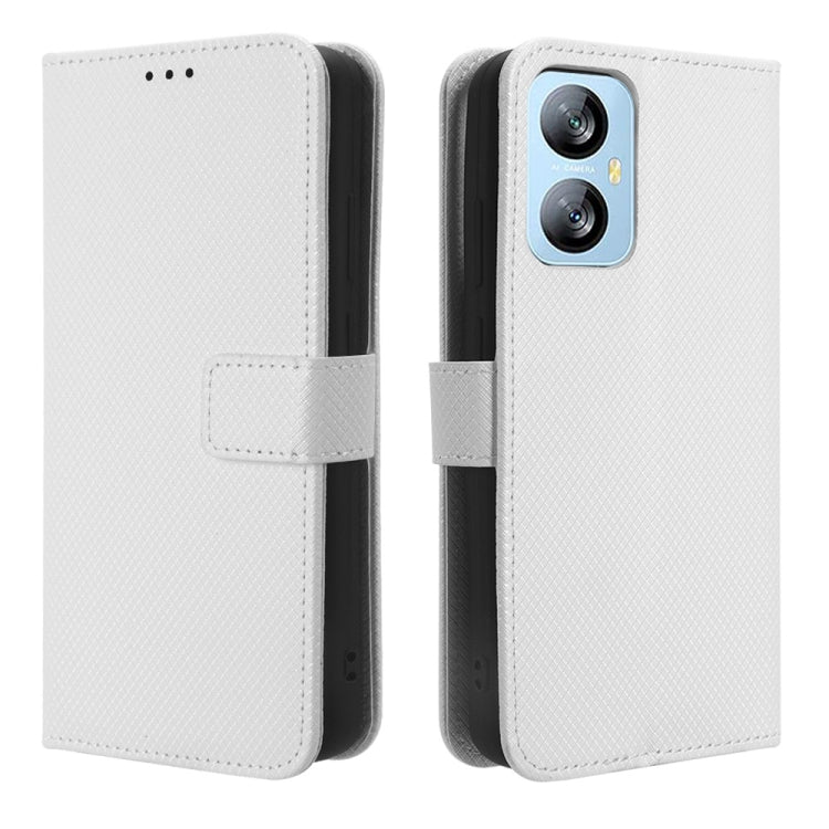 For Blackview A52 Diamond Texture Leather Phone Case(White) - More Brand by buy2fix | Online Shopping UK | buy2fix
