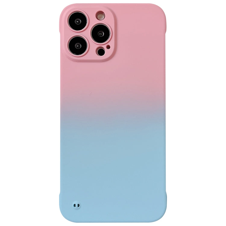 For iPhone 12 Frameless Skin Feel Gradient Phone Case(Pink + Light Blue) - iPhone 12 / 12 Pro Cases by buy2fix | Online Shopping UK | buy2fix