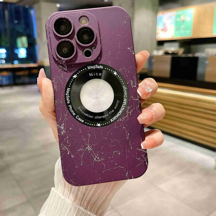 For iPhone 14 Pro Max Marble Pattern MagSafe PC Phone Case(Purple) - iPhone 14 Pro Max Cases by buy2fix | Online Shopping UK | buy2fix