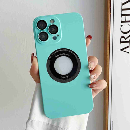 For iPhone 14 Skin Feel CD Texture MagSafe Magnetic Phone Case(Sky Blue) - iPhone 14 Cases by buy2fix | Online Shopping UK | buy2fix