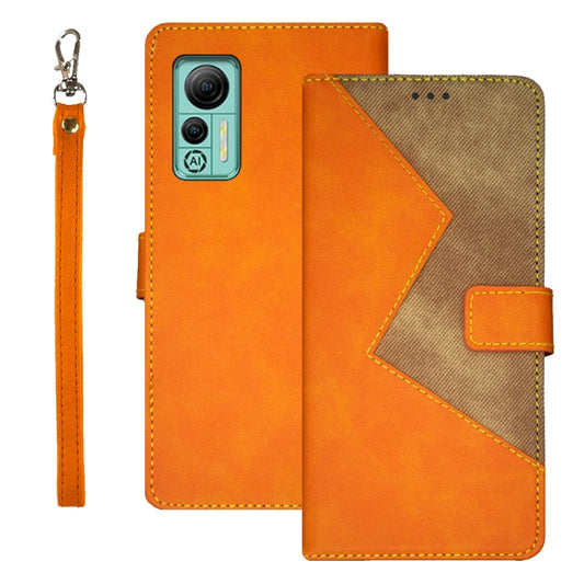 For Ulefone Note 14 idewei Two-color Splicing Leather Phone Case(Orange) - Ulefone Cases by idewei | Online Shopping UK | buy2fix