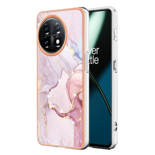 For OnePlus 11 Electroplating Marble Dual-side IMD Phone Case(Rose Gold 005) - OnePlus Cases by buy2fix | Online Shopping UK | buy2fix