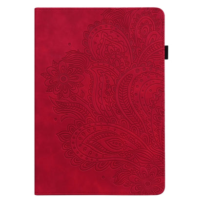 For Samsung Galaxy Tab S9 / S9 FE Peacock Embossed Pattern Leather Tablet Case(Red) - Galaxy Tab S9 Cases by buy2fix | Online Shopping UK | buy2fix