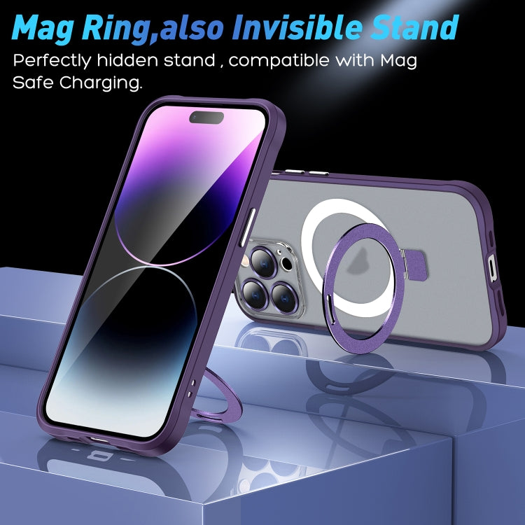 For iPhone 14 Plus Metal Eyes Series MagSafe Magnetic Holder Phone Case(Red) - iPhone 14 Plus Cases by buy2fix | Online Shopping UK | buy2fix