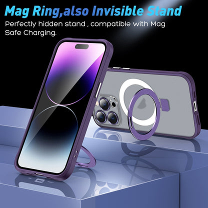 For iPhone 12 Pro Max Metal Eyes Series MagSafe Magnetic Holder Phone Case(Blue) - iPhone 12 Pro Max Cases by buy2fix | Online Shopping UK | buy2fix