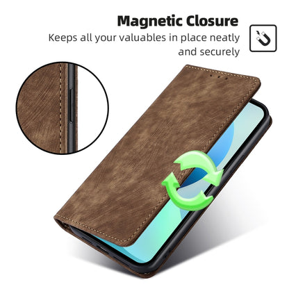 For Blackview A52 RFID Anti-theft Brush Magnetic Leather Phone Case(Brown) - More Brand by buy2fix | Online Shopping UK | buy2fix