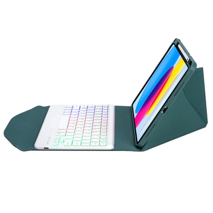 Z10BS For iPad 10th Gen 10.9 2022 Pen Slot Backlight Bluetooth Keyboard Leather Tablet Case(Green) - Universal by buy2fix | Online Shopping UK | buy2fix