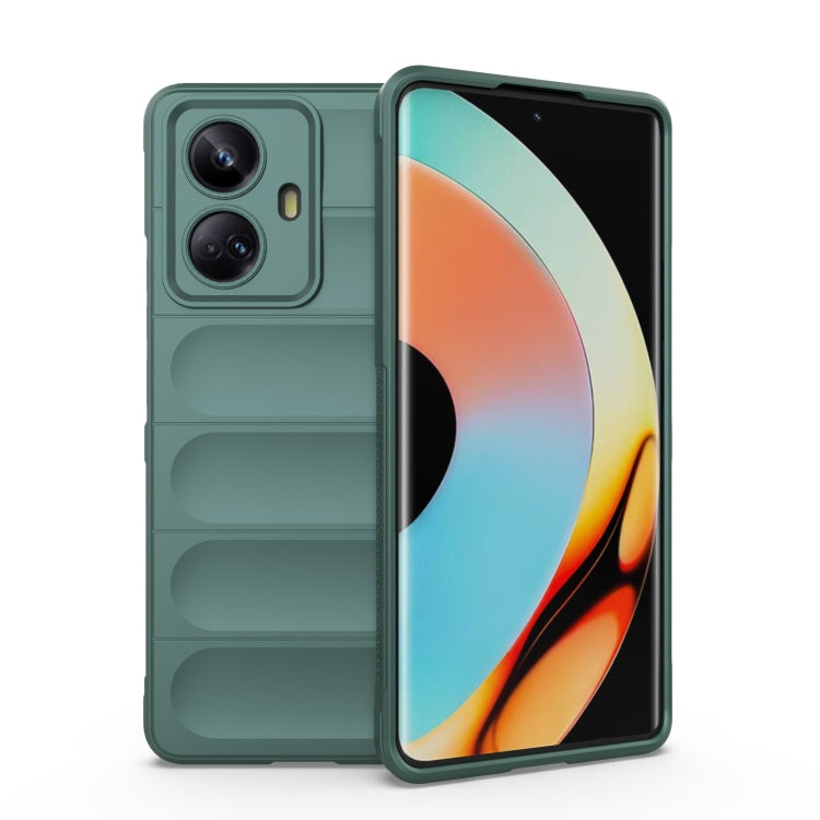 For Realme 10 Pro+ 5G Magic Shield TPU + Flannel Phone Case(Dark Green) - Realme Cases by buy2fix | Online Shopping UK | buy2fix