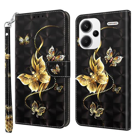 For Xiaomi Redmi Note 13 Pro+ 3D Painted Pattern Leather Phone Case(Golden Butterfly) - Note 13 Pro+ Cases by buy2fix | Online Shopping UK | buy2fix