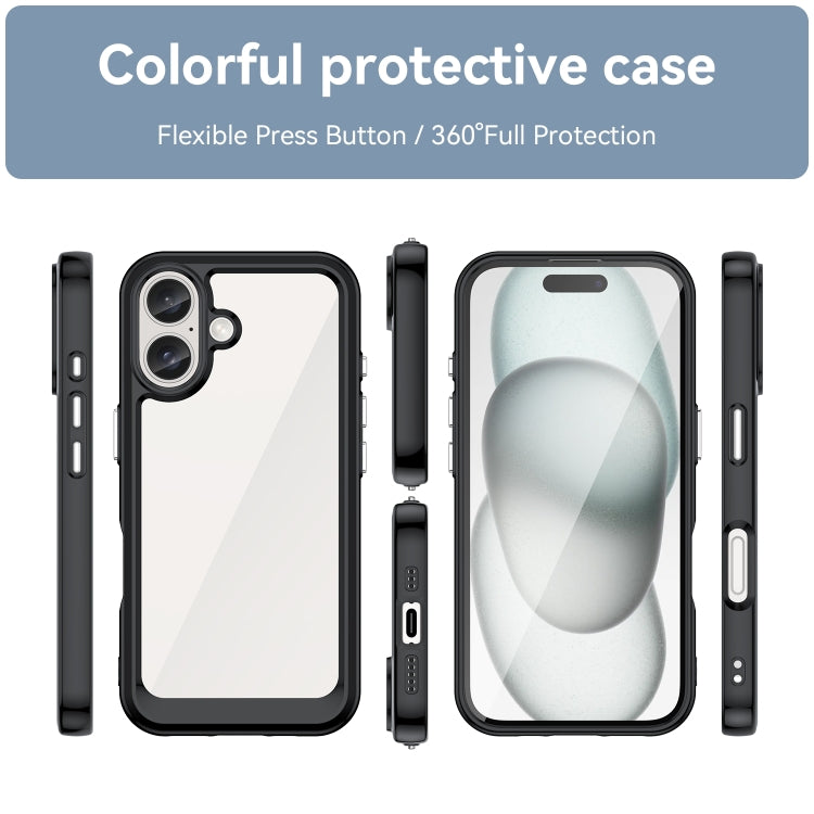 For iPhone 16 Colorful Series Acrylic + TPU Phone Case(Black) - iPhone 16 Cases by buy2fix | Online Shopping UK | buy2fix