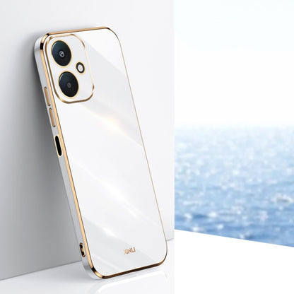For Xiaomi Redmi 13C 5G XINLI Straight Edge 6D Electroplate TPU Phone Case(White) - 13C Cases by XINLI | Online Shopping UK | buy2fix