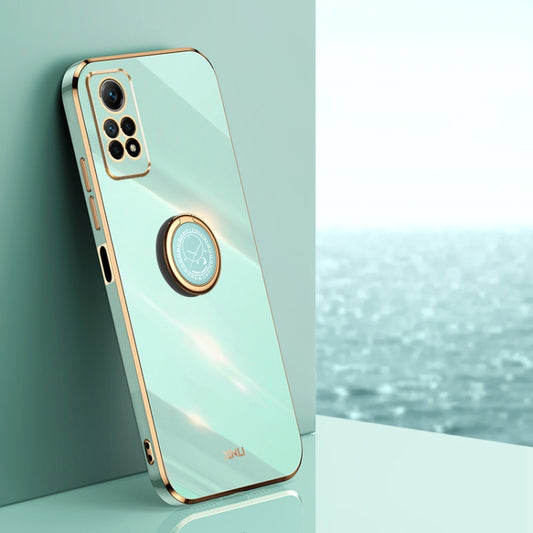 For Xiaomi Redmi Note 12 Pro 4G XINLI Straight Edge 6D Electroplate TPU Phone Case with Ring Holder(Mint Green) - Xiaomi Cases by XINLI | Online Shopping UK | buy2fix