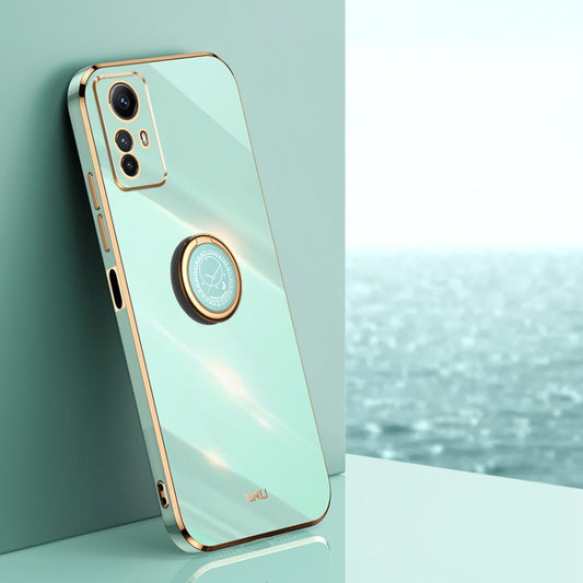 For Xiaomi Redmi Note 12S 4G XINLI Straight Edge 6D Electroplate TPU Phone Case with Ring Holder(Mint Green) - Xiaomi Cases by XINLI | Online Shopping UK | buy2fix