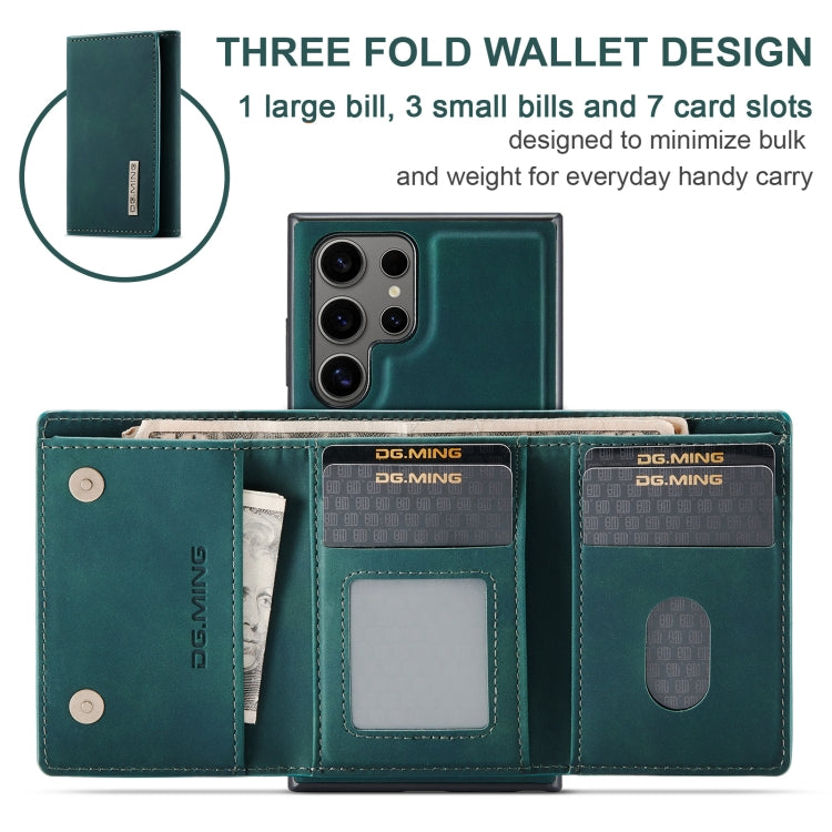 For Samsung Galaxy S24 Ultra 5G DG.MING M1 Series 3-Fold Multi Card Wallet + Magnetic Phone Case(Green) - Galaxy S24 Ultra 5G Cases by DG.MING | Online Shopping UK | buy2fix