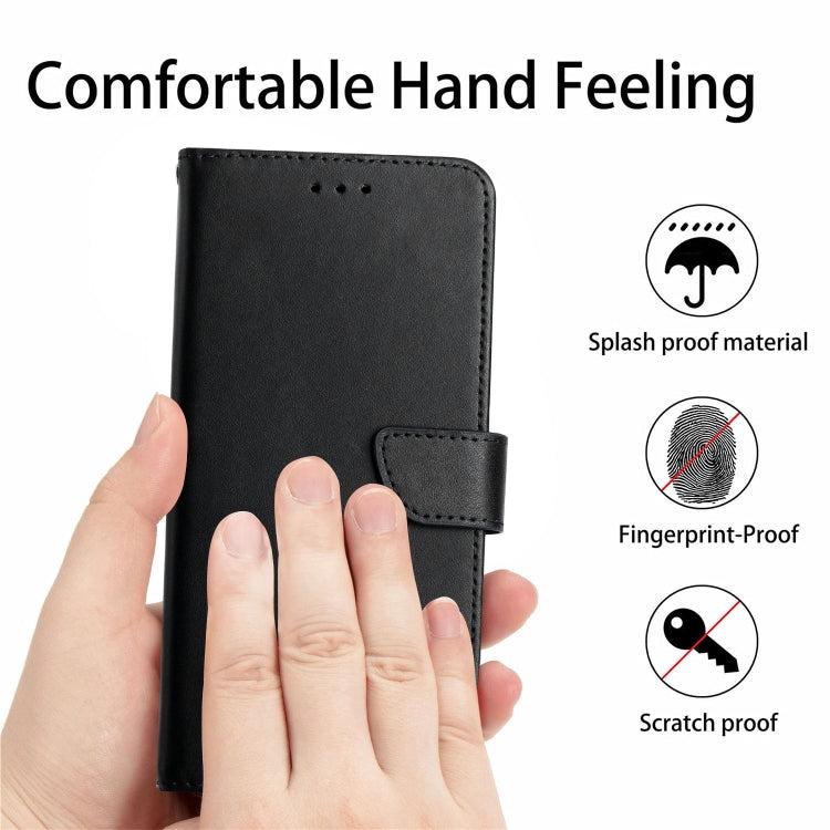 For Xiaomi Redmi Note 13 Global Genuine Leather Fingerprint-proof Flip Phone Case(Black) - Note 13 Cases by buy2fix | Online Shopping UK | buy2fix