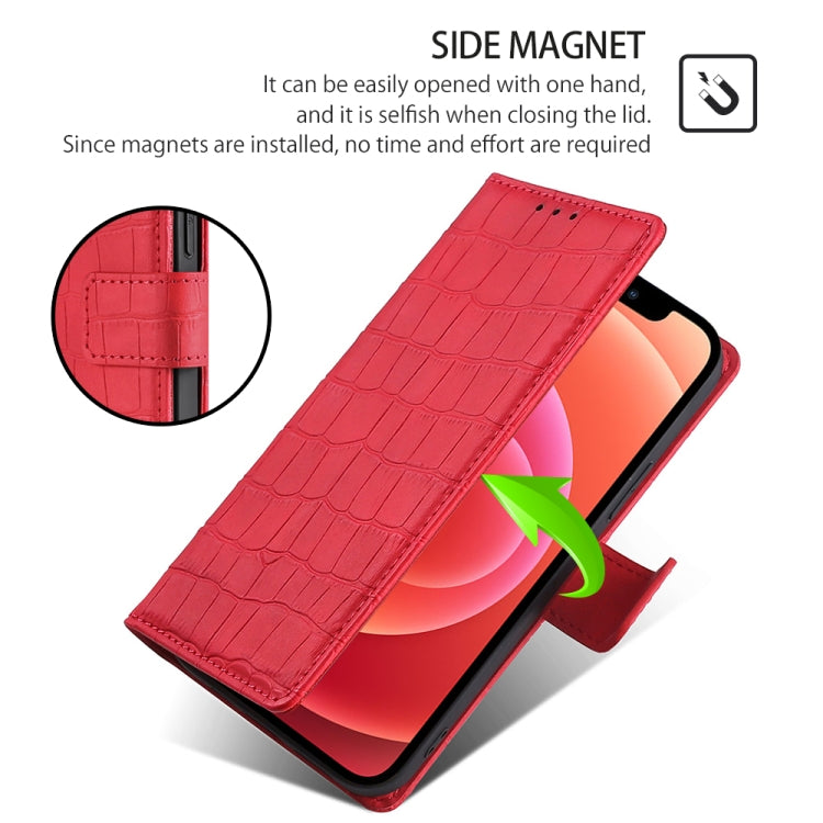 For Xiaomi Redmi Note 13 4G Skin Feel Crocodile Magnetic Clasp Leather Phone Case(Red) - Note 13 Cases by buy2fix | Online Shopping UK | buy2fix