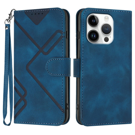 For iPhone 16 Pro Line Pattern Skin Feel Leather Phone Case(Royal Blue) - iPhone 16 Pro Cases by buy2fix | Online Shopping UK | buy2fix