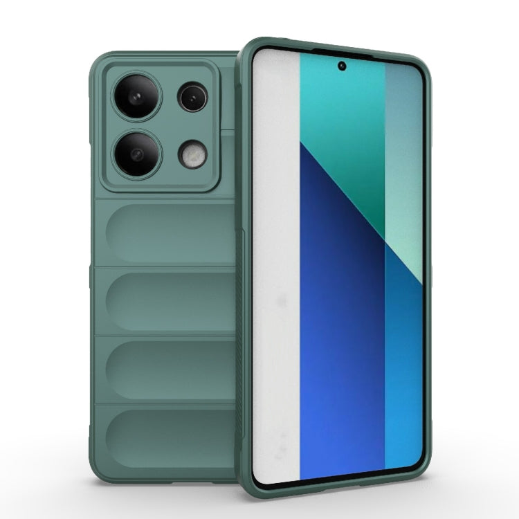 For Xiaomi Redmi Note 13 4G Global Magic Shield TPU + Flannel Phone Case(Dark Green) - Note 13 Cases by buy2fix | Online Shopping UK | buy2fix