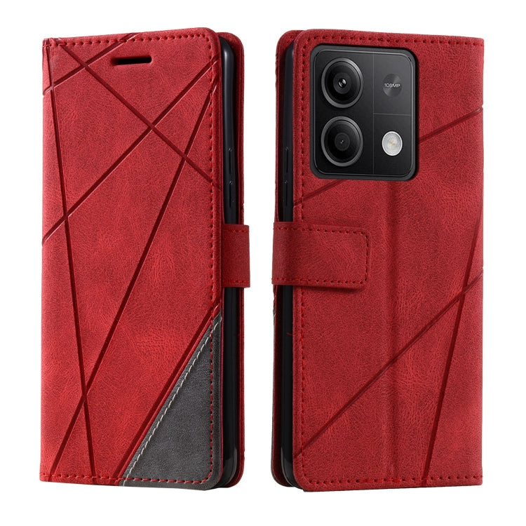 For Xiaomi Redmi Note 13 5G Skin Feel Splicing Leather Phone Case(Red) - Note 13 Cases by buy2fix | Online Shopping UK | buy2fix