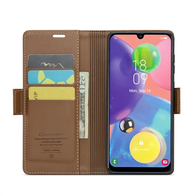 For Samsung Galaxy A70/A70s CaseMe 023 Butterfly Buckle Litchi Texture RFID Anti-theft Leather Phone Case(Brown) - Galaxy Phone Cases by CaseMe | Online Shopping UK | buy2fix