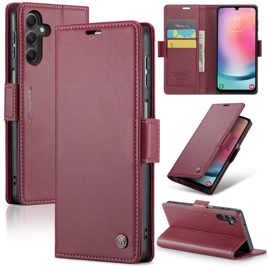 For Samsung Galaxy A24 4G CaseMe 023 Butterfly Buckle Litchi Texture RFID Anti-theft Leather Phone Case(Wine Red) - Galaxy Phone Cases by CaseMe | Online Shopping UK | buy2fix